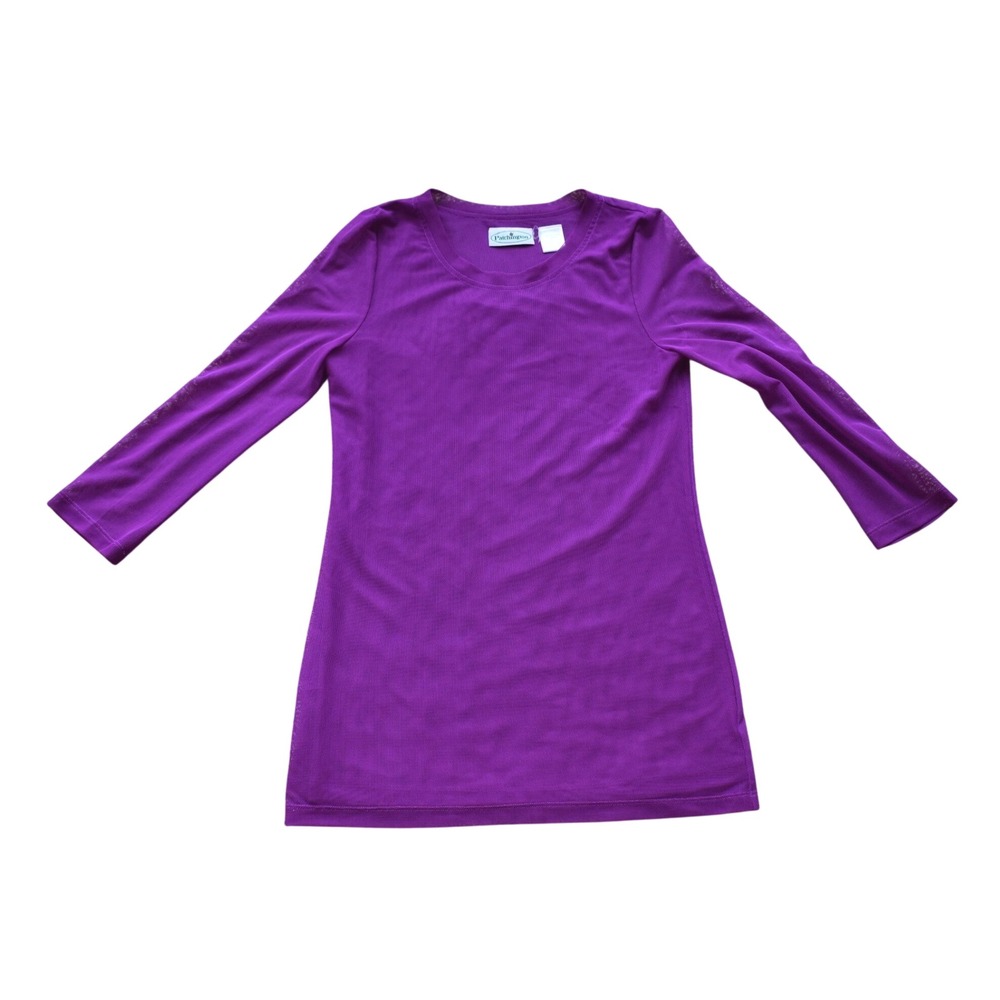 Patchington Long Purple Mesh Crew Neck Long Sleeve Layer Shirt Top‎ Women S